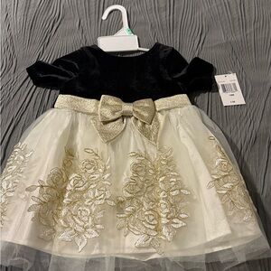 Elegant Black and Gold Kids Formal Dress